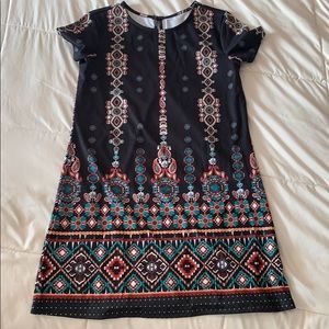 Abstract print short sleeve dress